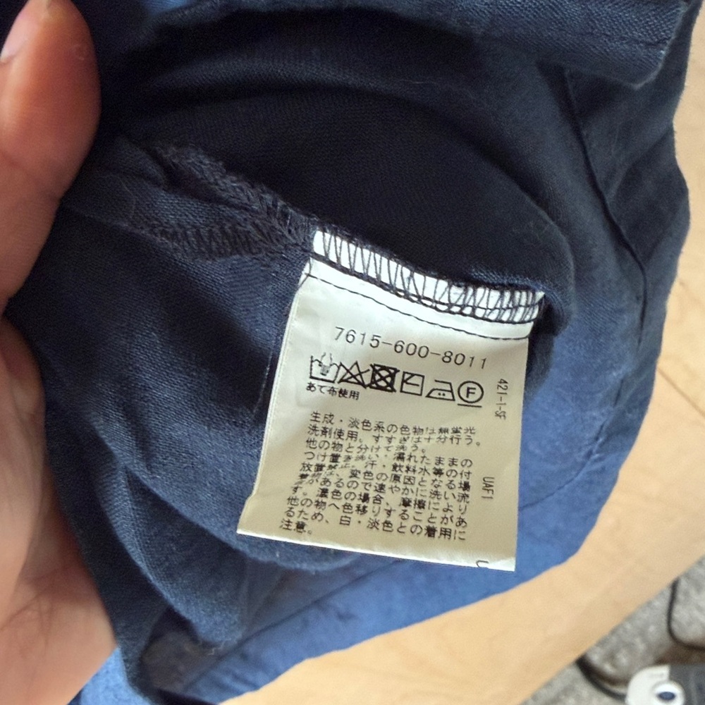 Japanese Navy Short-Sleeve Linen Shirt - Picture 3 of 4